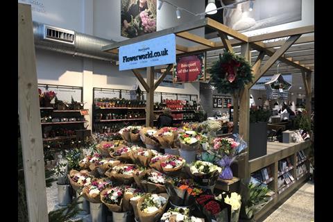 The florists is at the front of the food market court and can be seen from the street